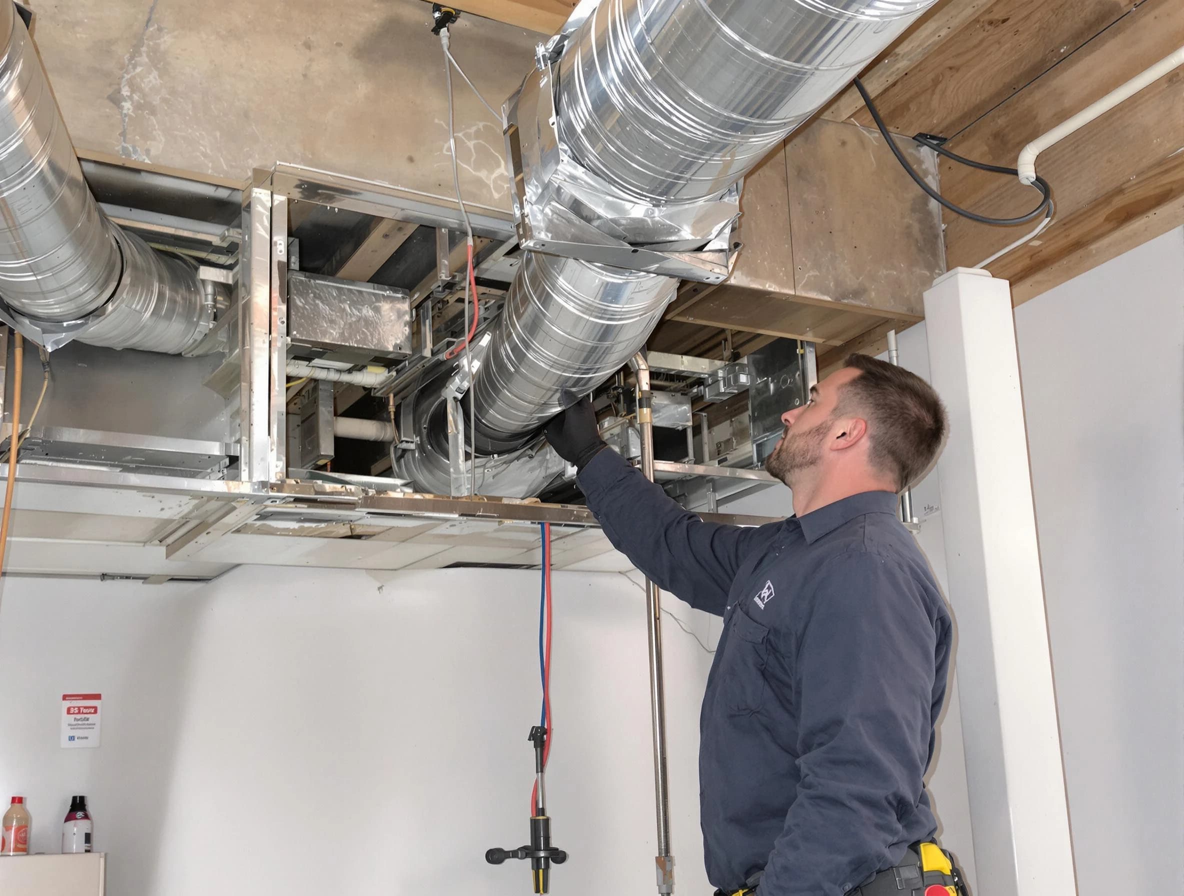 Alpharetta Air Duct Cleaning technician performing professional air duct repair using specialized tools in Alpharetta