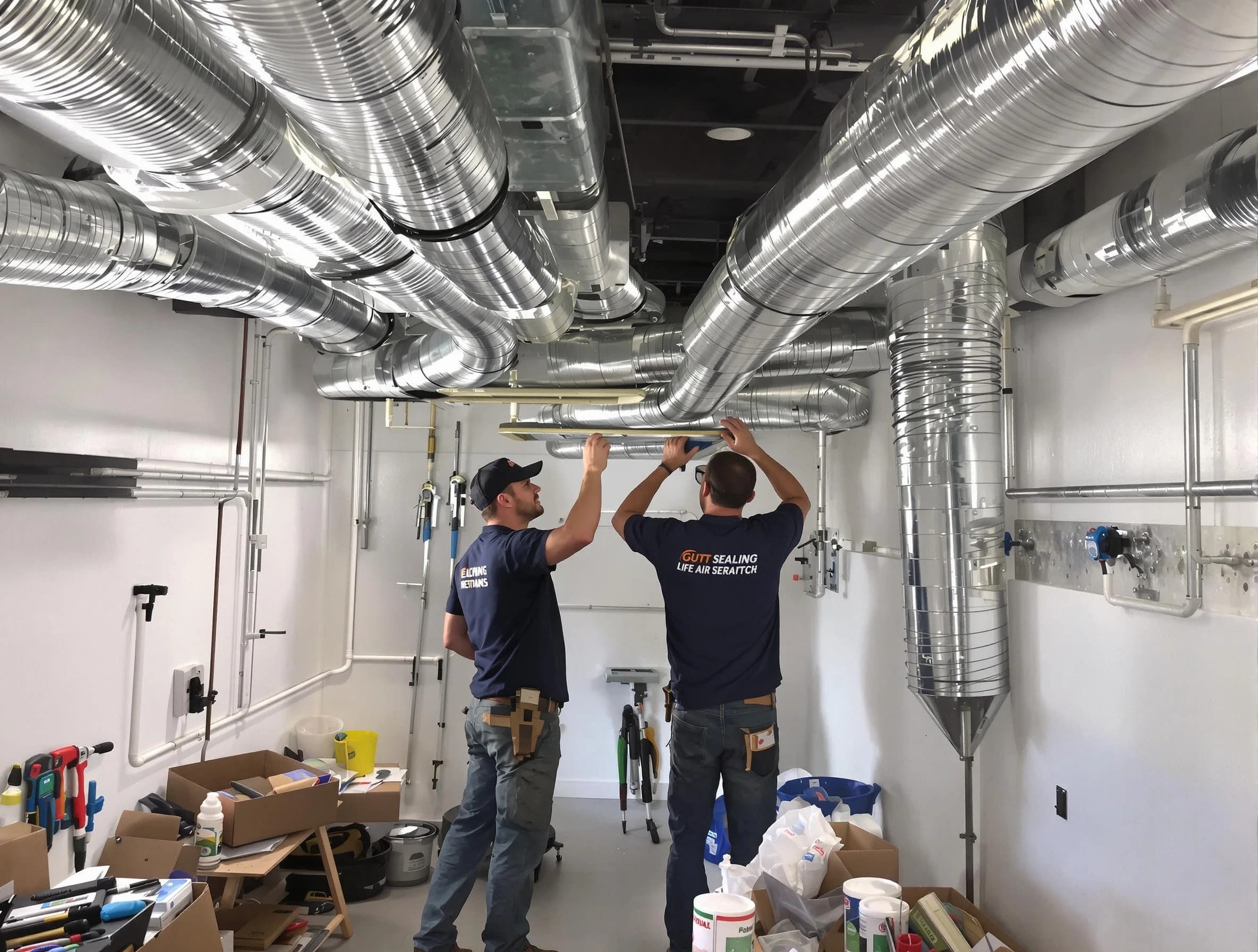 Alpharetta Air Duct Cleaning technician applying professional duct sealing solutions in Alpharetta