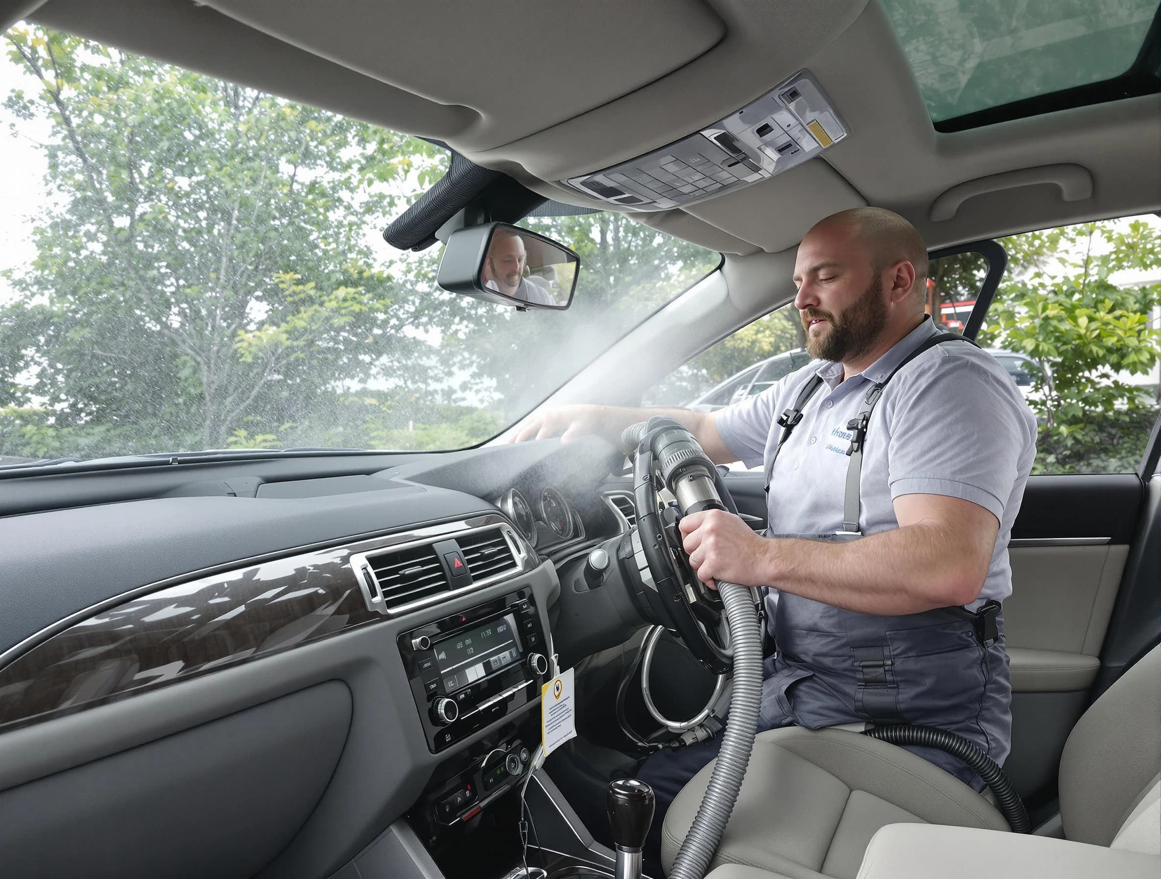 Alpharetta Air Duct Cleaning specialist performing professional car duct cleaning in Alpharetta