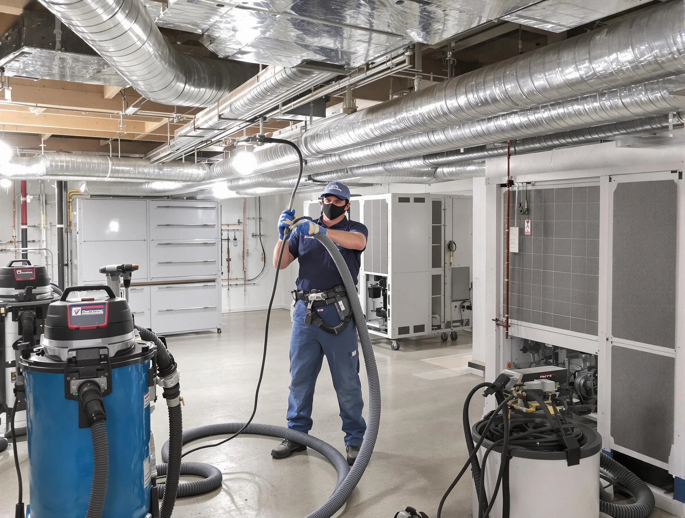 Alpharetta Air Duct Cleaning specialist performing thorough central air duct cleaning for improved system efficiency in Alpharetta