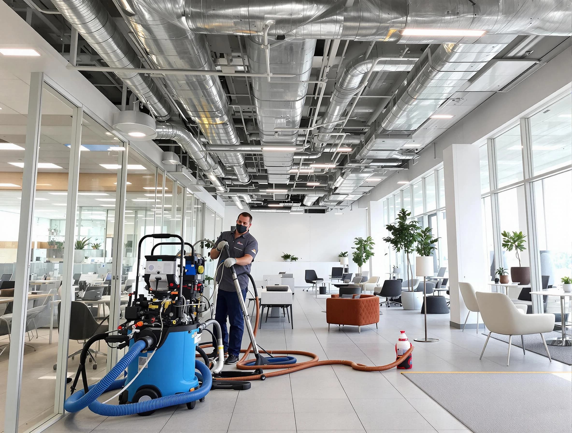 Alpharetta Air Duct Cleaning team conducting comprehensive commercial duct cleaning at a business location in Alpharetta