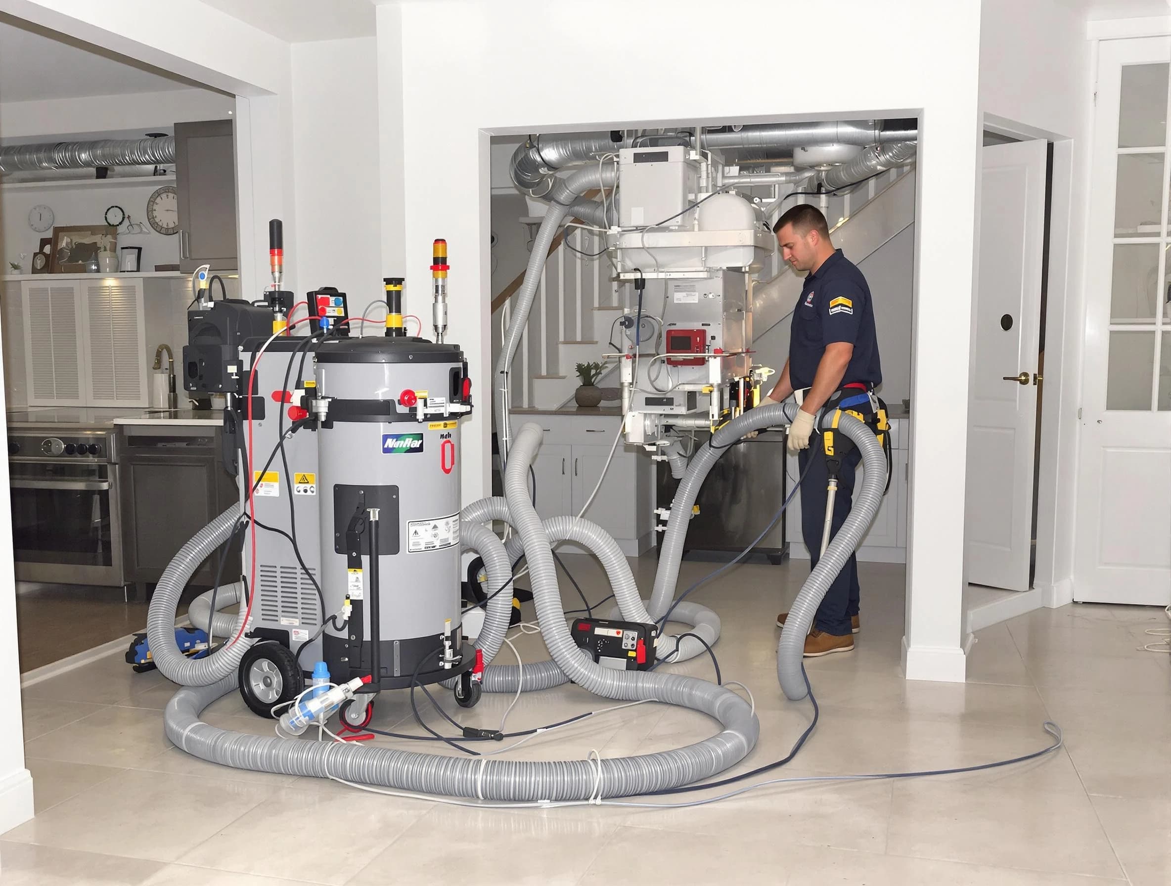Alpharetta Air Duct Cleaning technician operating negative pressure cleaning equipment for thorough duct maintenance in Alpharetta