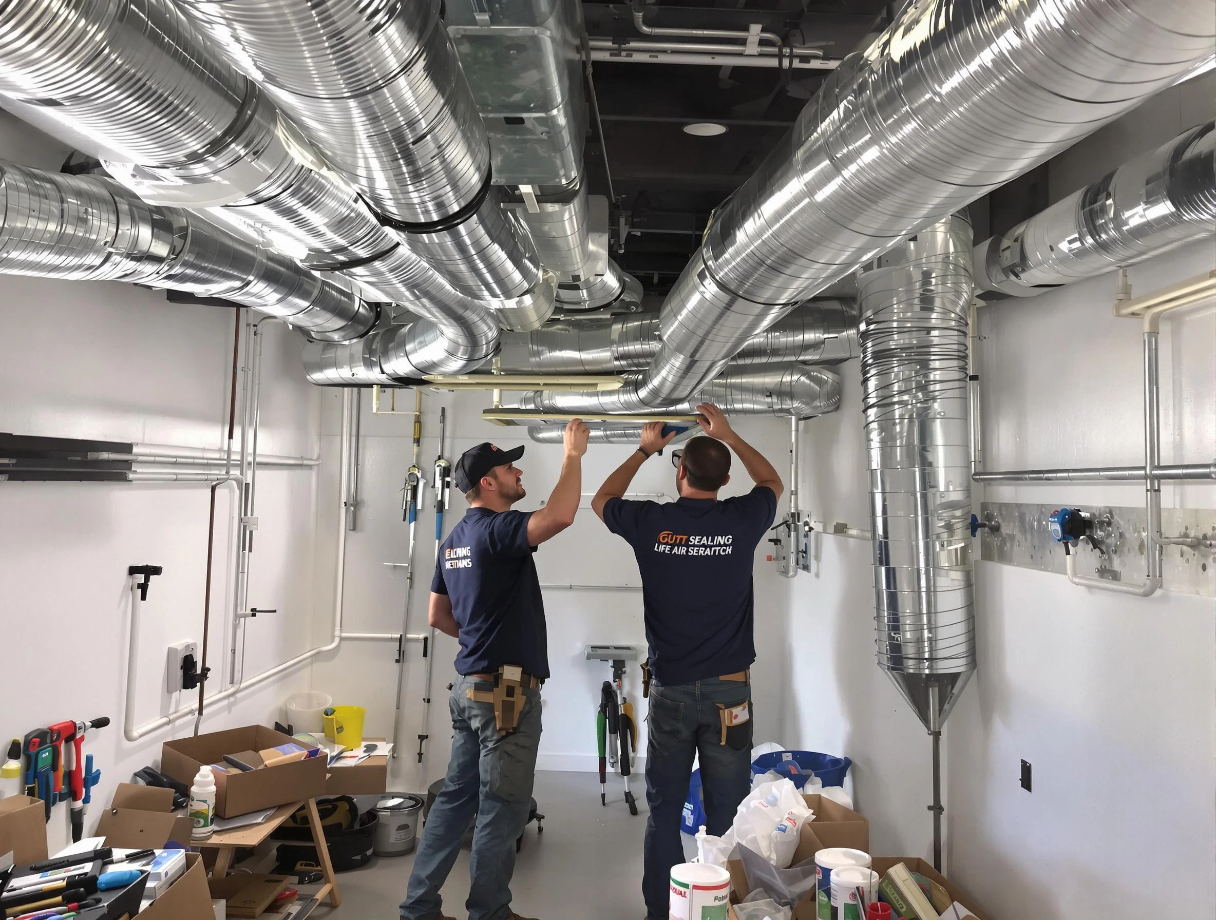 Alpharetta Air Duct Cleaning technician applying professional duct sealing solutions in Alpharetta