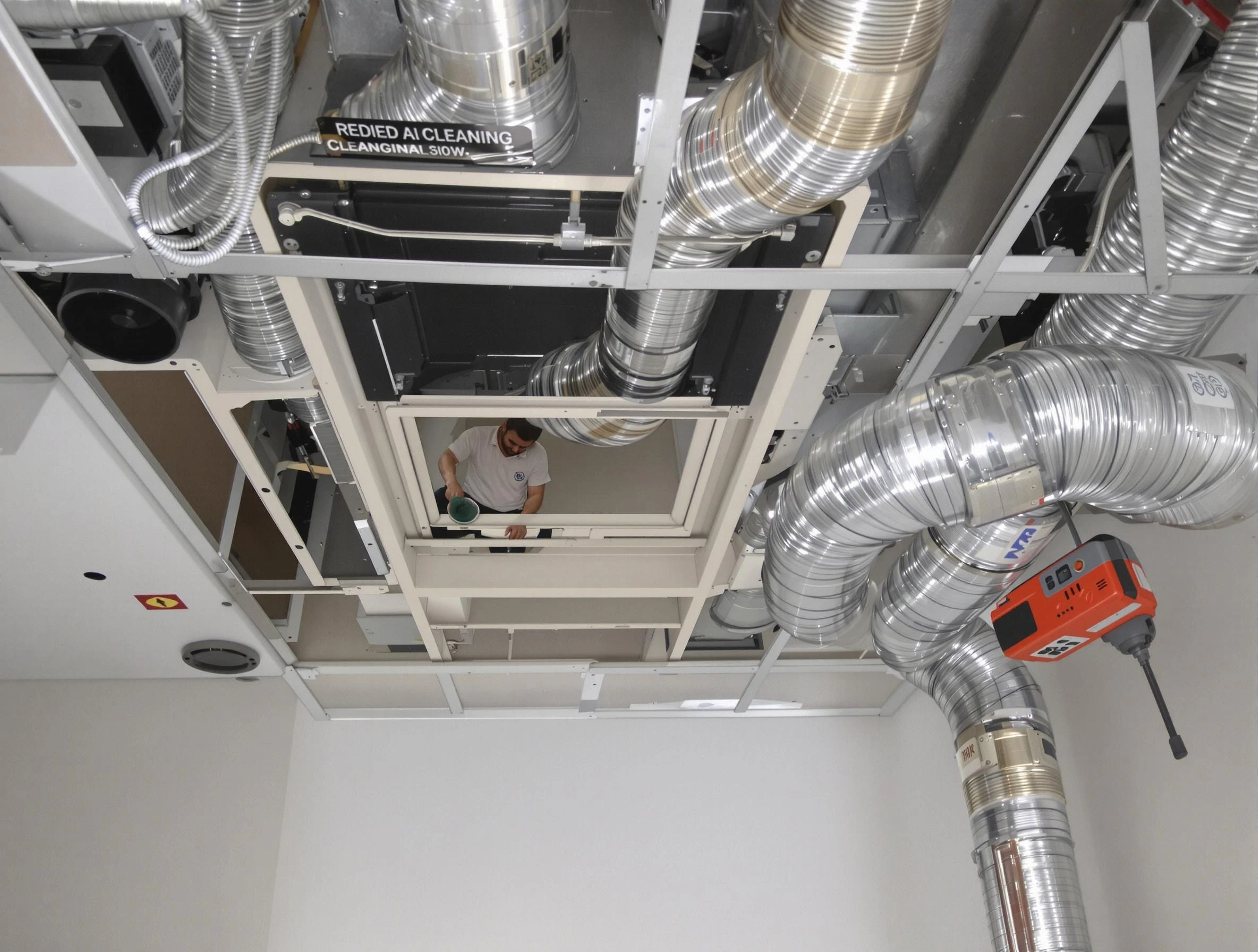 Alpharetta Air Duct Cleaning technician performing detailed central duct system cleaning in Alpharetta